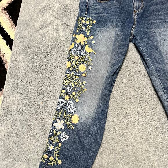 Driftwood Jeans Womens 32 x29  Audrey Boho Embroidered Floral High Rise Straight - Picture 3 of 10
